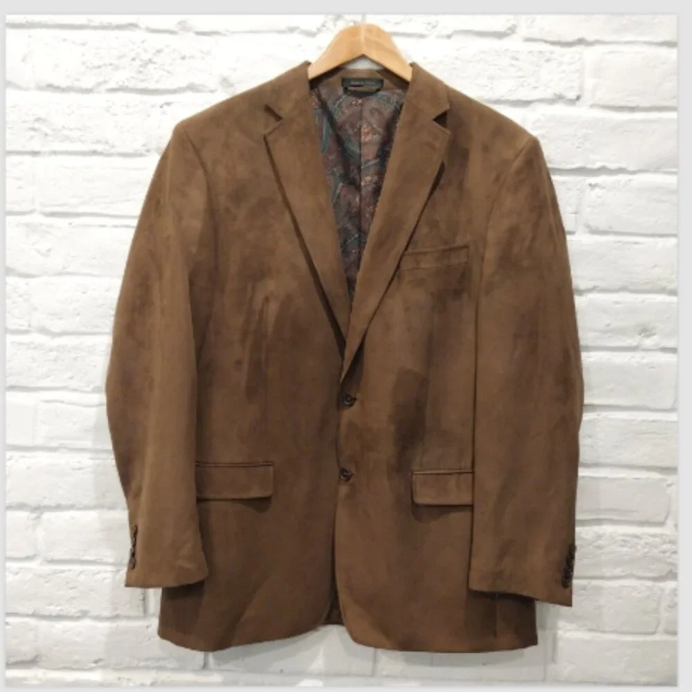 Ralph Lauren Sport Coat 44 L Brown Microsuede Brown Blazer Jacket Preppy Designe